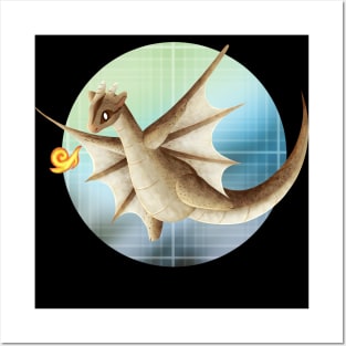 Kawaii Flying Squirrel Dragon - With Background Posters and Art